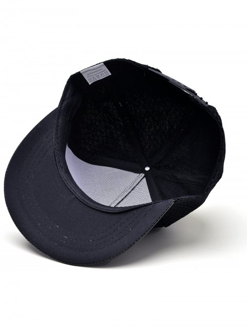 Baseball Caps Bat Man Logo Baseball Cap w/Black Mesh Hip-hop Snapback Hat - Black - C112M73YPLT $13.25