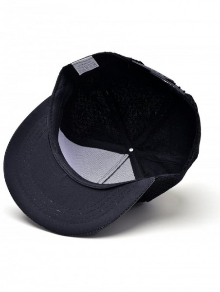 Baseball Caps Bat Man Logo Baseball Cap w/Black Mesh Hip-hop Snapback Hat - Black - C112M73YPLT $13.25