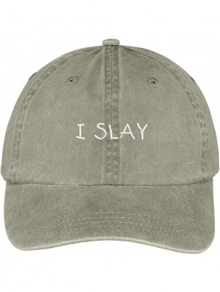 Baseball Caps I Slay Embroidered Soft Front Washed Cotton Cap - Khaki - CA12N4YVG30 $24.44