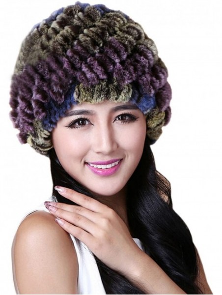 Skullies & Beanies Thicken Rex Rabbit Fur Knit Beanie Hats Multicolor - Colorful1 - CU126HY74FX $41.85