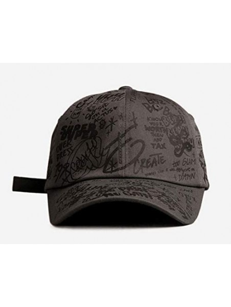 Baseball Caps Designer Graffiti Doodle Cotton Baseball Cap for Men Women- BTS Kpop Hat w/Curve Brim- Adjustable - CM18KRE6GN3...