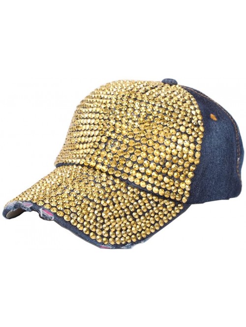 Baseball Caps Women Men Adjustable Rhinestone Studded Bling Tennis Baseball Cap Sun Cap Hat - G - CF184UZNRY4 $16.52