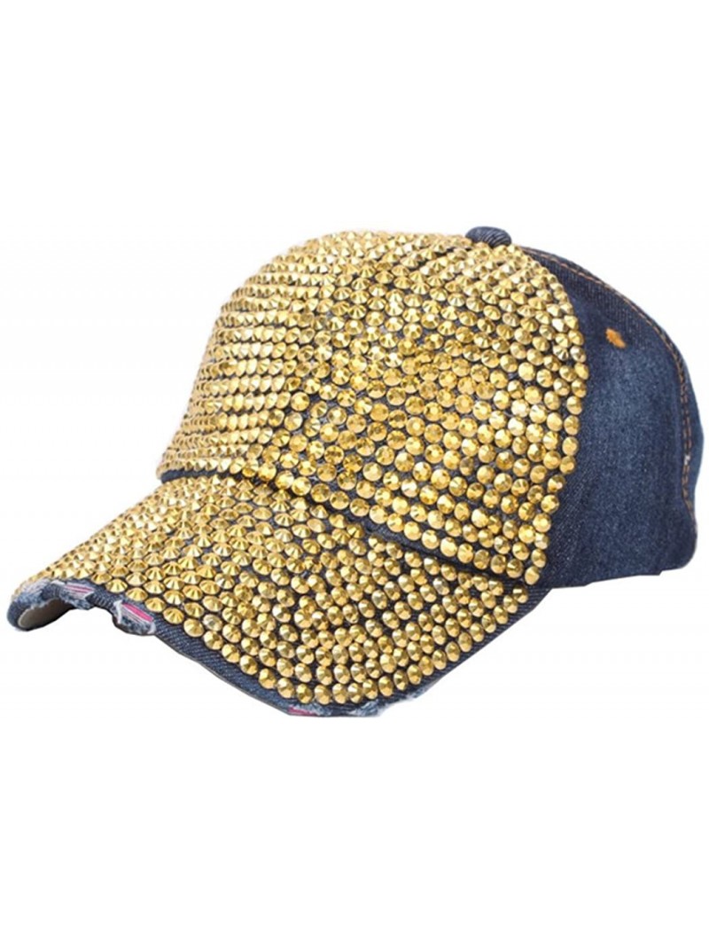 Baseball Caps Women Men Adjustable Rhinestone Studded Bling Tennis Baseball Cap Sun Cap Hat - G - CF184UZNRY4 $16.52