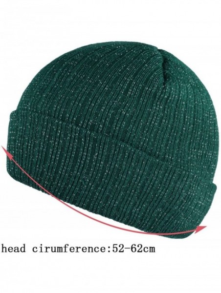 Skullies & Beanies Unisex Beanie Knit Winter Soft Warm Hats for Women and Men Beanies Skull Caps - Dark-green - CB186ID6W9C $...