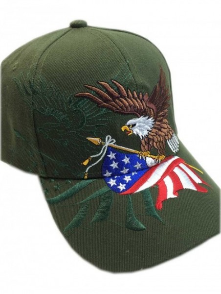 Baseball Caps Patriotic American Flag Design Baseball Cap USA 3D Embroidery - Olive - CP12BF555DR $23.77