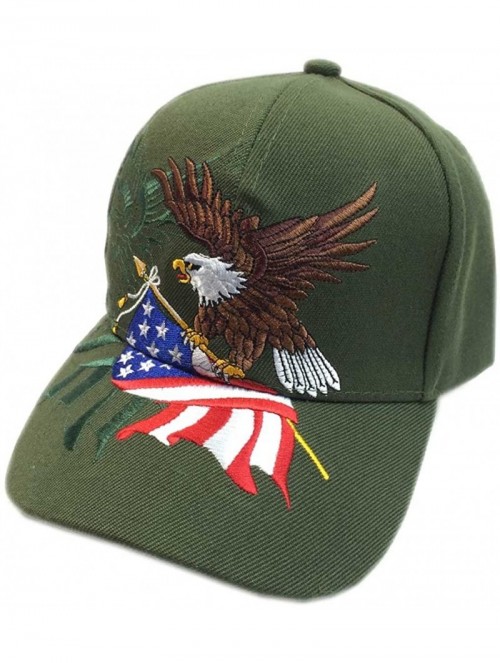 Baseball Caps Patriotic American Flag Design Baseball Cap USA 3D Embroidery - Olive - CP12BF555DR $23.77