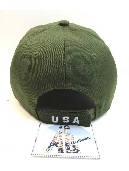 Baseball Caps Patriotic American Flag Design Baseball Cap USA 3D Embroidery - Olive - CP12BF555DR $23.77