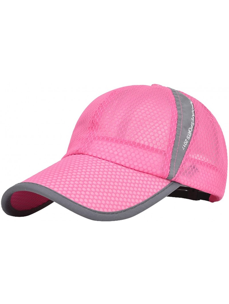 Baseball Caps Unisex Mesh Brim Tennis Cap Outside Sunscreen Quick Dry Adjustable Baseball Hat - A-rose Pink - CV182AK29MY $14.85