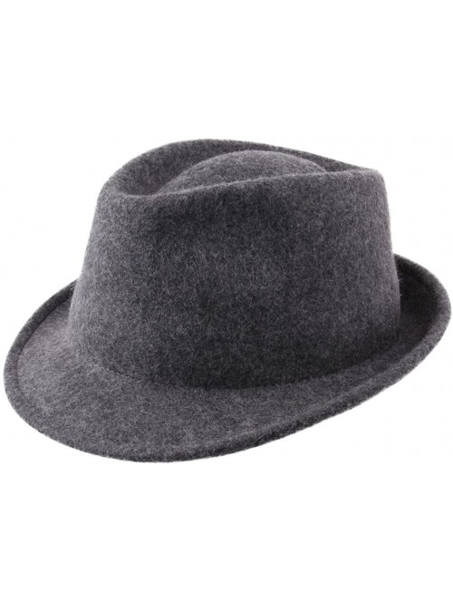 Fedoras Nude Felt Trilby Wool Felt Trilby Hat Packable Water Repellent - Gris2 - CN187DY8XTI $47.09