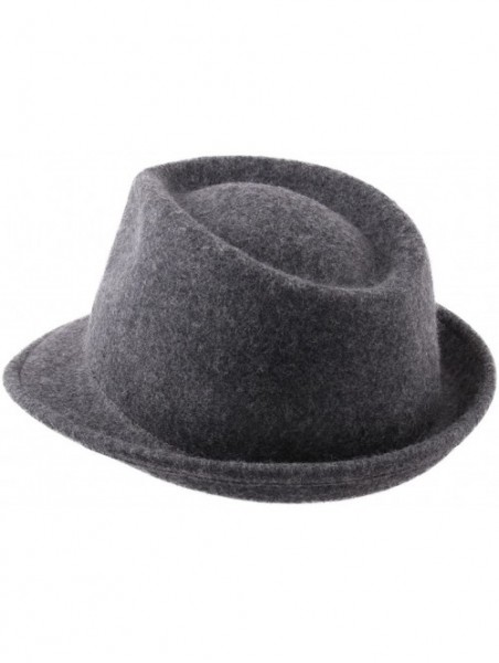 Fedoras Nude Felt Trilby Wool Felt Trilby Hat Packable Water Repellent - Gris2 - CN187DY8XTI $47.09