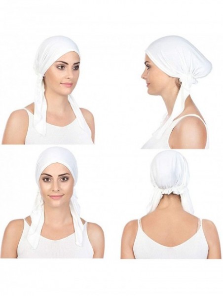 Skullies & Beanies 3Pack Chemo Hat Turban Headscarves for Women Cancer Headwear - White Green Rose Red - CD196IDXRY6 $18.53