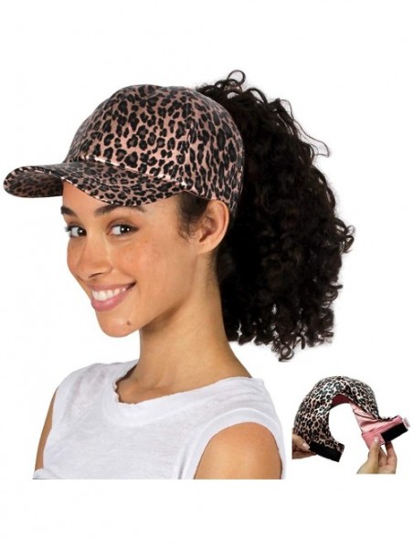 Baseball Caps Satin Lined Cap - Satin Lined Hat to Protect Hair from Breakage and Frizz - Leopard Pink - CY194AKTTXR $31.32