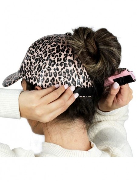 Baseball Caps Satin Lined Cap - Satin Lined Hat to Protect Hair from Breakage and Frizz - Leopard Pink - CY194AKTTXR $31.32