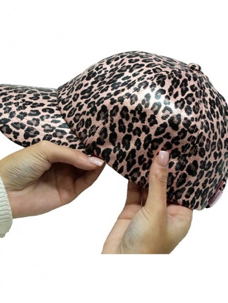 Baseball Caps Satin Lined Cap - Satin Lined Hat to Protect Hair from Breakage and Frizz - Leopard Pink - CY194AKTTXR $31.32