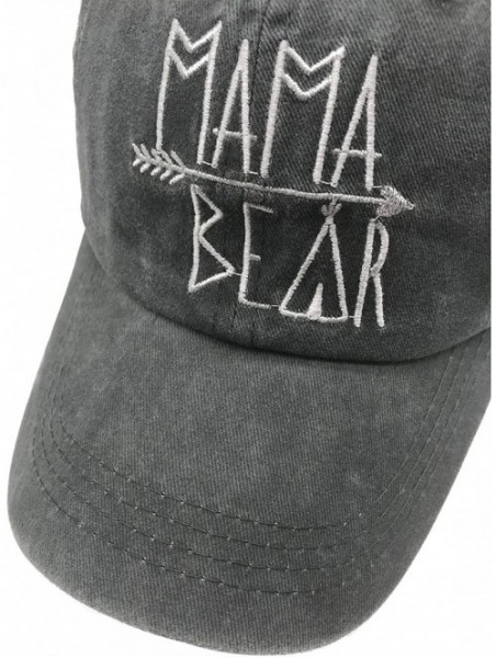 Baseball Caps Mama Bear Ponytail Hat Vintage Washed Distressed Baseball Dad Cap for Women - Grey - CB18Y5H0ER3 $14.66