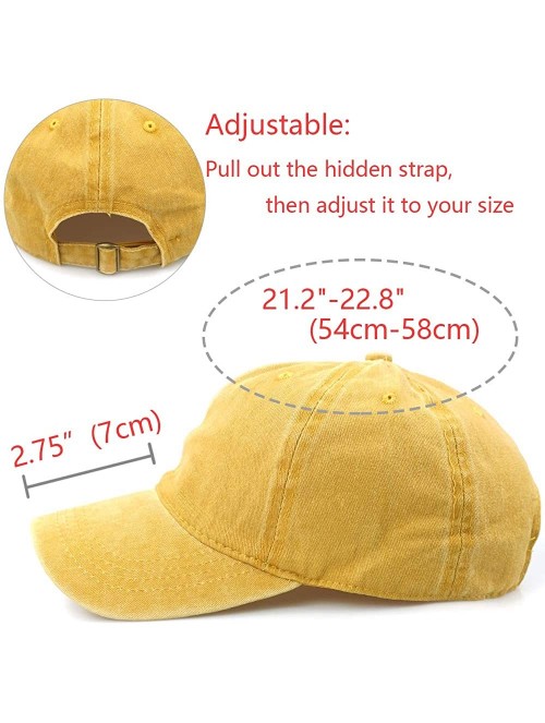 Baseball Caps Women Men Vintage Jeans Washed Distressed Baseball Cap Twill Adjustable Dad Hat - A-yellow - CR18G26IESQ $11.15