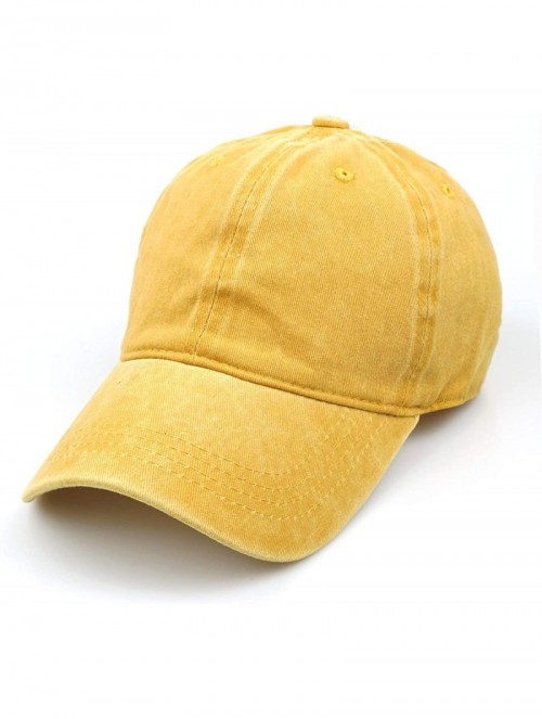 Baseball Caps Women Men Vintage Jeans Washed Distressed Baseball Cap Twill Adjustable Dad Hat - A-yellow - CR18G26IESQ $11.15