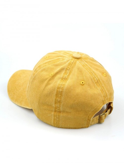 Baseball Caps Women Men Vintage Jeans Washed Distressed Baseball Cap Twill Adjustable Dad Hat - A-yellow - CR18G26IESQ $11.15