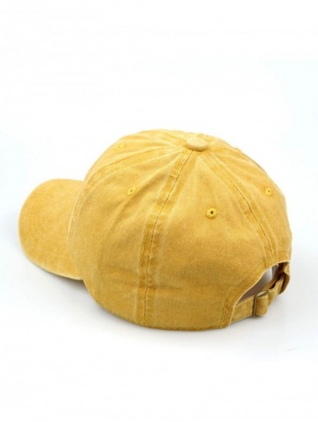 Baseball Caps Women Men Vintage Jeans Washed Distressed Baseball Cap Twill Adjustable Dad Hat - A-yellow - CR18G26IESQ $11.15