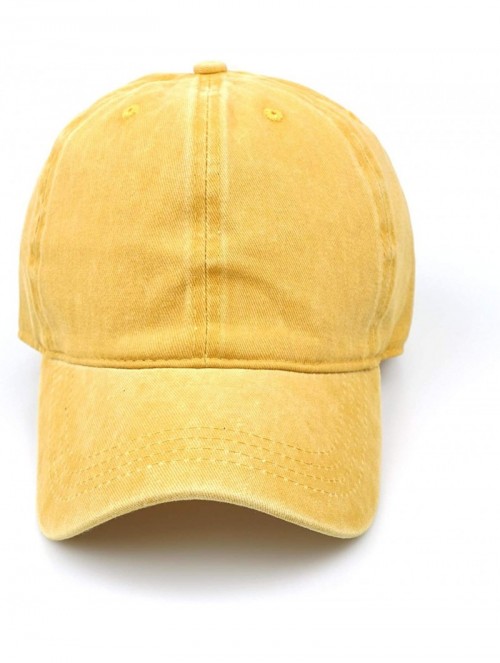 Baseball Caps Women Men Vintage Jeans Washed Distressed Baseball Cap Twill Adjustable Dad Hat - A-yellow - CR18G26IESQ $11.15