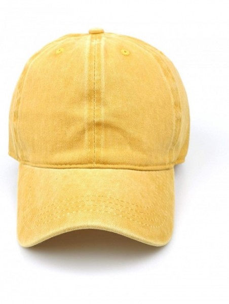 Baseball Caps Women Men Vintage Jeans Washed Distressed Baseball Cap Twill Adjustable Dad Hat - A-yellow - CR18G26IESQ $11.15