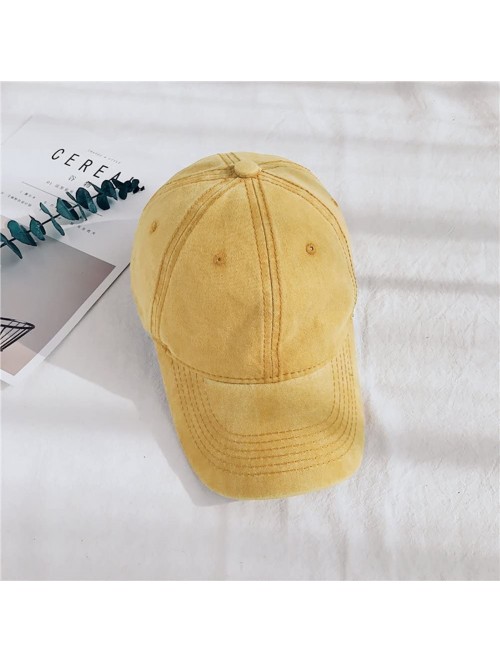 Baseball Caps Women Men Vintage Jeans Washed Distressed Baseball Cap Twill Adjustable Dad Hat - A-yellow - CR18G26IESQ $11.15