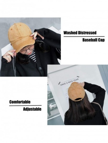 Baseball Caps Women Men Vintage Jeans Washed Distressed Baseball Cap Twill Adjustable Dad Hat - A-yellow - CR18G26IESQ $11.15