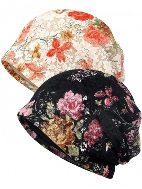 Skullies & Beanies Womens Baggy Slouchy Beanie Hat Cap Turban - 2 Pack-c - C418L5XKUO7 $15.15