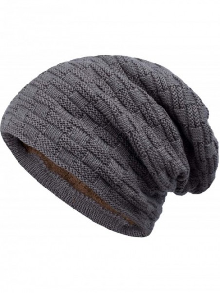 Skullies & Beanies Mens Slouchy Beanie Winter Ski Hats Soft Warm Thick Knit Skull Cap - Brown - CI186GXE893 $11.41