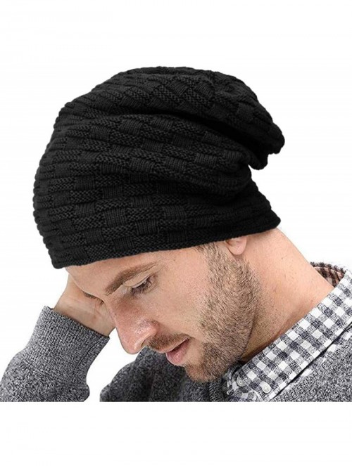 Skullies & Beanies Mens Slouchy Beanie Winter Ski Hats Soft Warm Thick Knit Skull Cap - Brown - CI186GXE893 $11.41