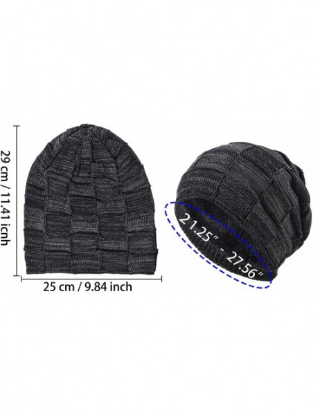 Skullies & Beanies Oversized Unisex Fleece Lined Slouchy Beanie Soft Thick Warm Winter Knitted Beanie Ski Hat - C118ZLMRDMG $...