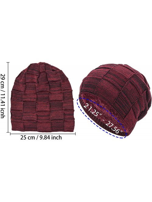 Skullies & Beanies Oversized Unisex Fleece Lined Slouchy Beanie Soft Thick Warm Winter Knitted Beanie Ski Hat - C118ZLMRDMG $...