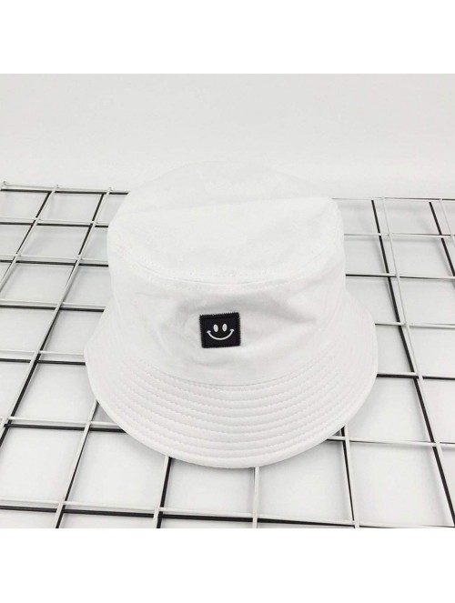 Bucket Hats Unise Hat Summer Travel Bucket Beach Sun Hat Smile Face Visor - White - C718RH43784 $11.05