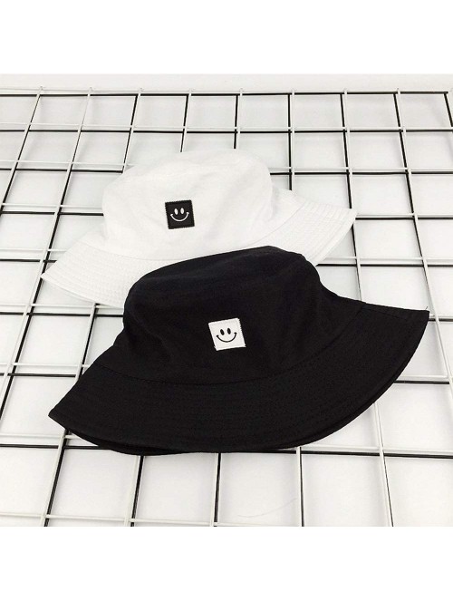 Bucket Hats Unise Hat Summer Travel Bucket Beach Sun Hat Smile Face Visor - White - C718RH43784 $11.05