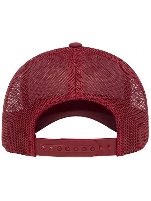 Baseball Caps Yupoong 6606 Curved Bill Trucker Mesh Snapback Hat with NoSweat Hat Liner - Cranberry - CV18XTTES73 $18.04