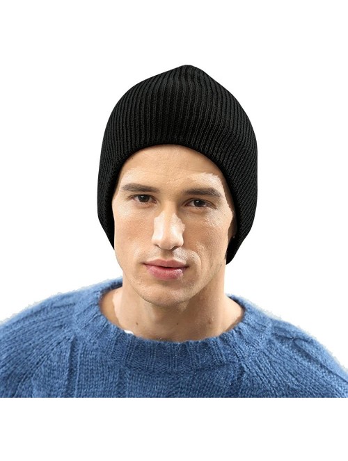 Skullies & Beanies Unisex Skull Beanie Cap Cuff Plain Knitted Hat Ski Hat for Men or Women - Black - CN184AHOWU3 $17.32