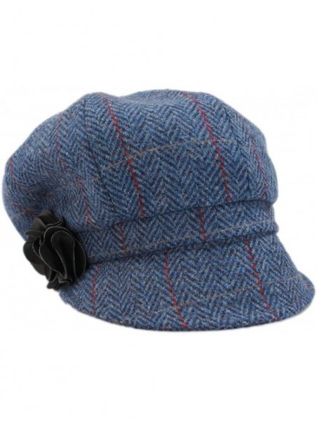 Newsboy Caps Irish Newsboy Cap Made in Ireland Women's Newsboy Hat 8 Panel Irish Wool - Blue - CA11YKVXUKJ $68.52