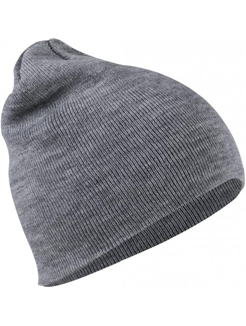 Skullies & Beanies Beanie Cap- Soft Stretch Acrylic Knit Winter Hats Warm Gifts for Men/Women/Kids - 1 Pack Grey Melange - CF...