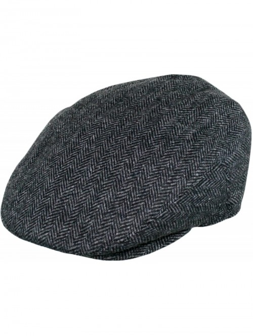 Newsboy Caps Men's Premium Wool Blend Classic Flat IVY newsboy Collection Hat - Herringbone/Charcoal - C3127FDNFD5 $18.08