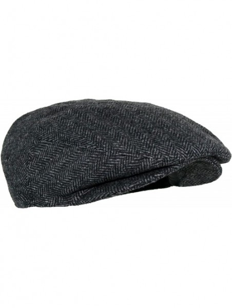 Newsboy Caps Men's Premium Wool Blend Classic Flat IVY newsboy Collection Hat - Herringbone/Charcoal - C3127FDNFD5 $18.08