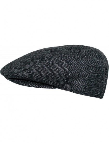 Newsboy Caps Men's Premium Wool Blend Classic Flat IVY newsboy Collection Hat - Herringbone/Charcoal - C3127FDNFD5 $18.08