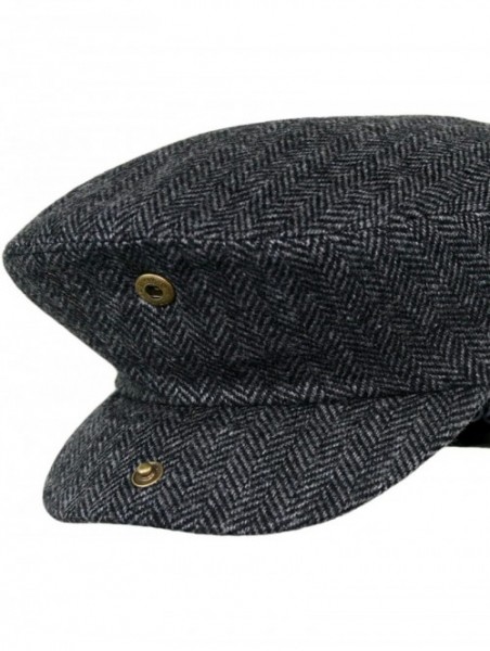 Newsboy Caps Men's Premium Wool Blend Classic Flat IVY newsboy Collection Hat - Herringbone/Charcoal - C3127FDNFD5 $18.08