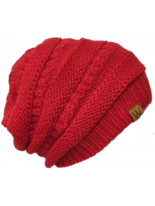 Skullies & Beanies Winter Warm Knitted Infinity Scarf and Beanie Hat - Red - CC12NT9JZVB $21.21