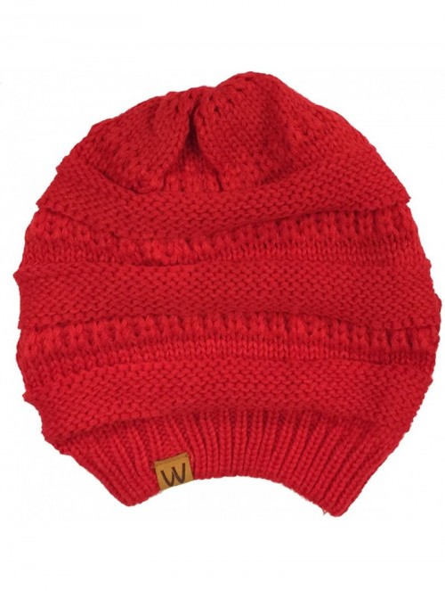 Skullies & Beanies Winter Warm Knitted Infinity Scarf and Beanie Hat - Red - CC12NT9JZVB $21.21