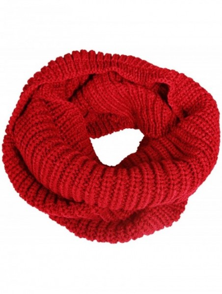 Skullies & Beanies Winter Warm Knitted Infinity Scarf and Beanie Hat - Red - CC12NT9JZVB $21.21