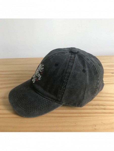 Baseball Caps Women's Wife Mom Boss Hat Vintage Washed Denim Adjustable Baseball Cap - Wife Mom Boss - Black - CM18ZE47QZD $1...