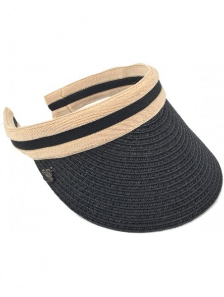 Sun Hats Women Sun Straw Visor Hat UV Protection Golf Beach Outdoor Sports Summer Cap V201 - Black - CP18GS7CYT0 $17.79