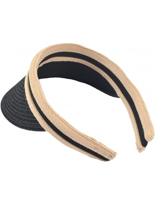 Sun Hats Women Sun Straw Visor Hat UV Protection Golf Beach Outdoor Sports Summer Cap V201 - Black - CP18GS7CYT0 $17.79