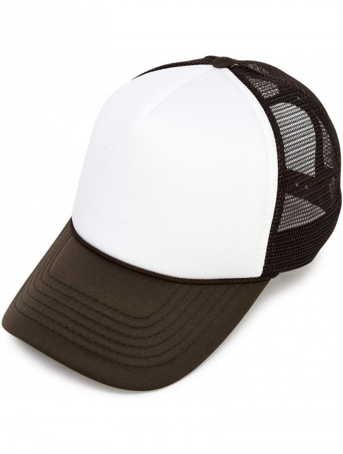 Baseball Caps Two Tone Trucker Hat Summer Mesh Cap with Adjustable Snapback Strap - Brown White - CQ119N21PNJ $13.74