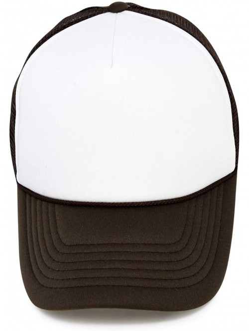 Baseball Caps Two Tone Trucker Hat Summer Mesh Cap with Adjustable Snapback Strap - Brown White - CQ119N21PNJ $13.74